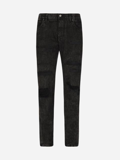 Dolce & Gabbana Black regular-fit jeans with rips