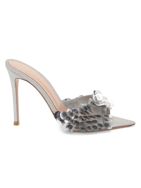 Gianvito Rossi Women's 85MM Pailette-Embellished Suede Stiletto Mules - Silver