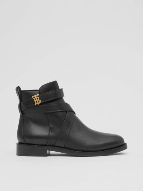 Burberry Monogram Motif Leather Ankle Boots