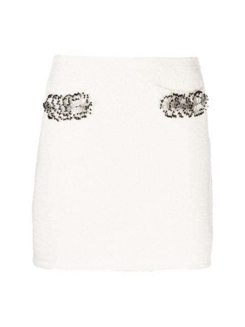 bead-embellished bouclé miniskirt