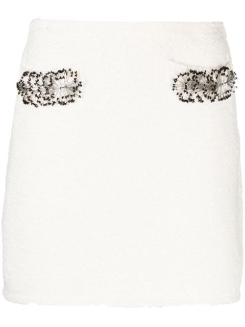 bead-embellished bouclé miniskirt