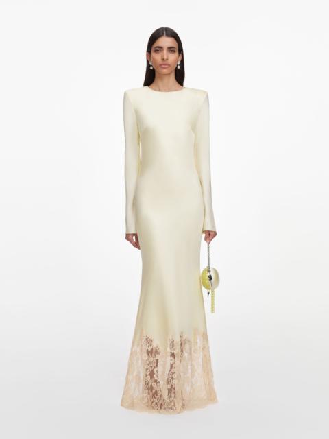 self-portrait Yellow Viscose Lace Maxi Dress