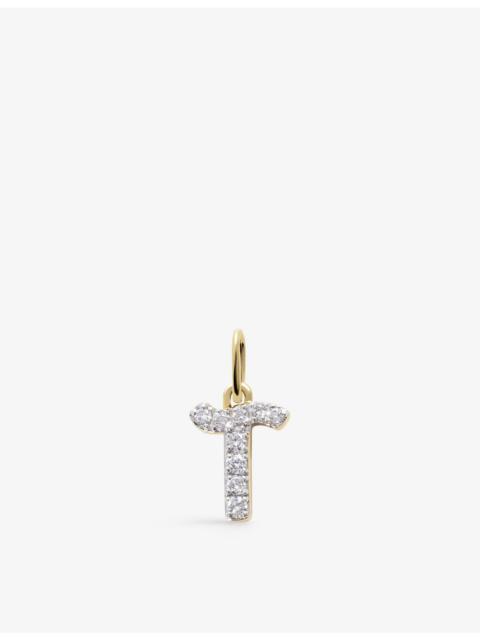 MONICA VINADER T Letter 14ct Yellow-Gold And Lab-Grown Diamond Charm