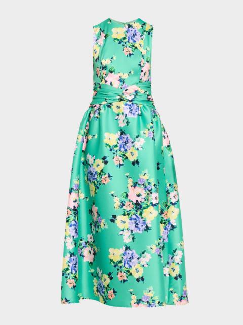 Shoshanna Estrella Floral-Print Mikado Midi Dress