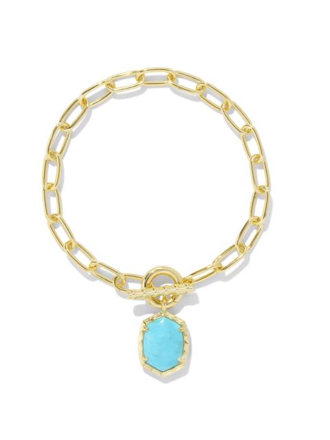 KENDRA SCOTT Daphne Convertible Gold Link and Chain Bracelet in Variegated Turquoise Magnesite
