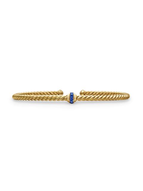 DAVID YURMAN Women's Cable Classics Center Station Bracelet in 18K Yellow Gold - Light Blue Sapphire