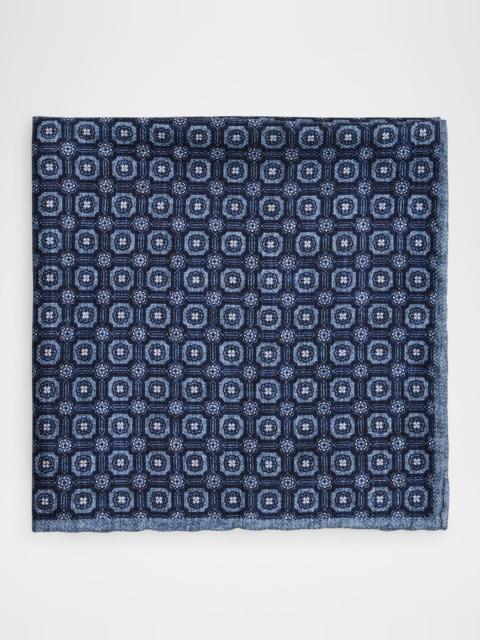 Brunello Cucinelli Men's Silk Geometric Pocket Square