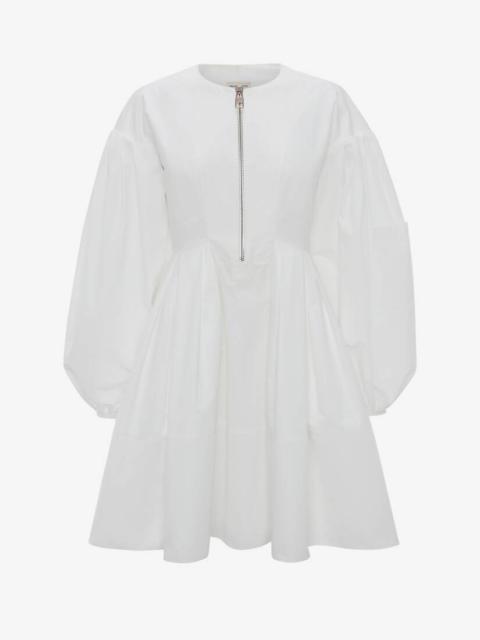 Cocoon Sleeve Cotton Mini Dress in Optical White