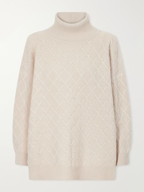 Max Mara Bambola wool and cashmere-blend turtleneck sweater Beige