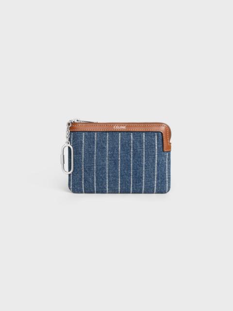 CELINE Coin And Card Pouch IN STRIPED DENIM WITH STRASS