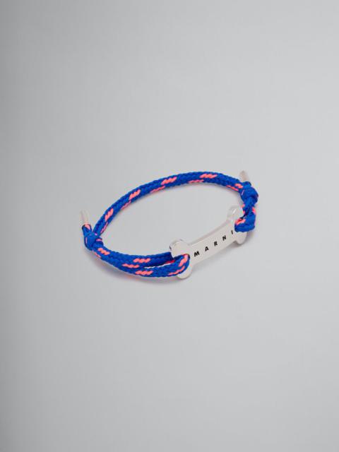 Marni BLUE SHOELACE BRACELET WITH BONE PLAQUE