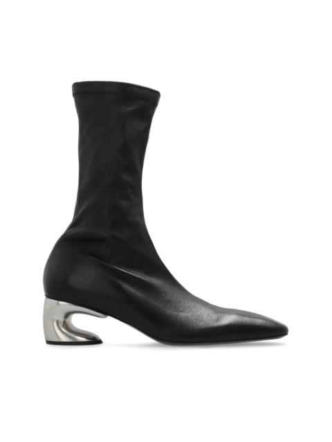 contrast-heel ankle boots