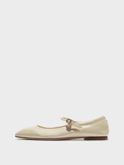 Aeyde Uma 특허 가죽 메리 Jane Flats 아이보리