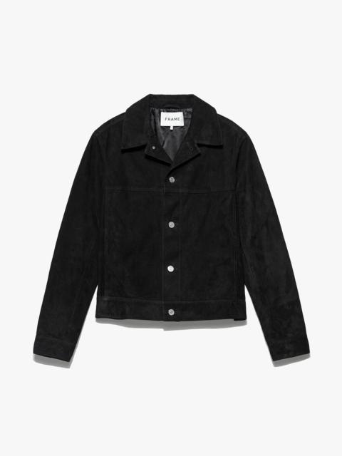 FRAME Suede Trucker Jacket in Noir