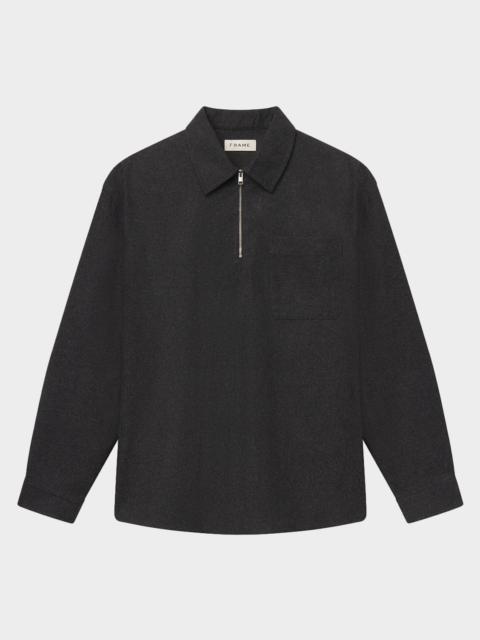 FRAME Men's Wool-Blend Half-Zip Overshirt
