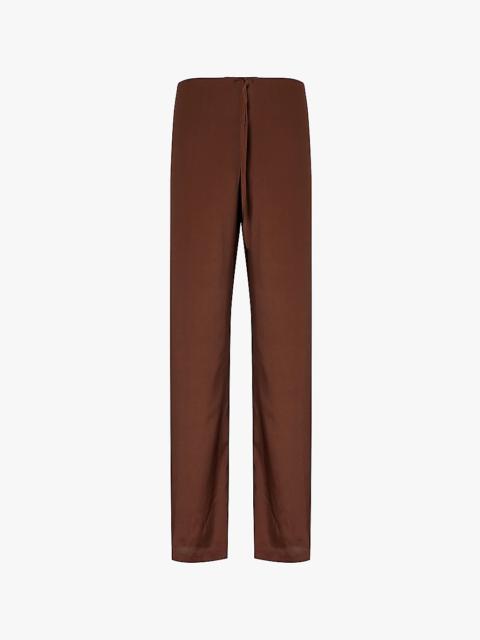 Mid-rise straight-leg crepe trousers