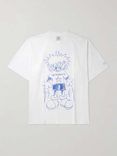 Scribbled Teen Oversized Logo-Print Cotton-Jersey T-Shirt