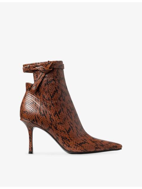 JIMMY CHOO Camie 85 Snake-Print Leather Heeled Ankle Boots