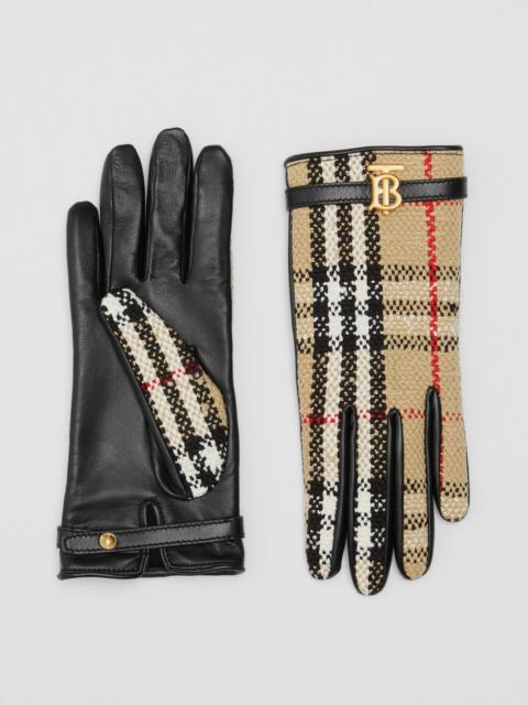 Vintage Check Bouclé and Leather Gloves