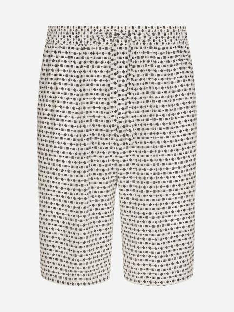 Dolce & Gabbana Crepe de chine jogging shorts with DG logo print