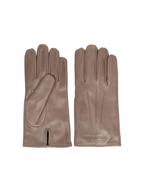 debossed-logo leather gloves