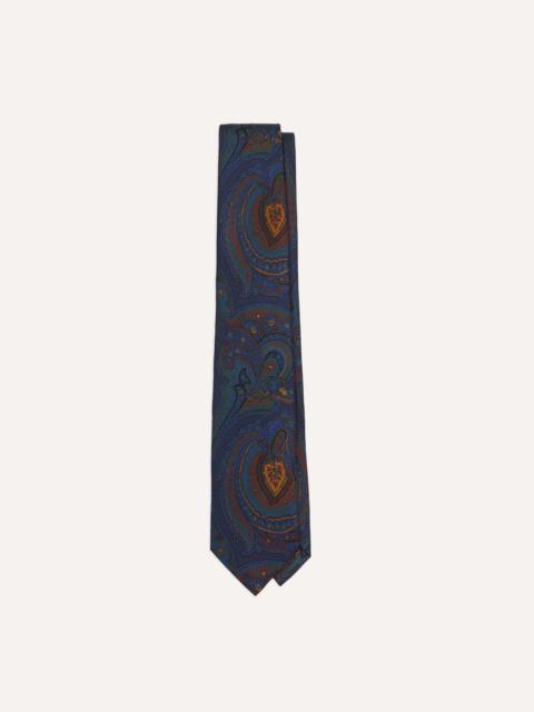 Drake's Purple Paisley Print Madder Silk Self-Tipped Tie