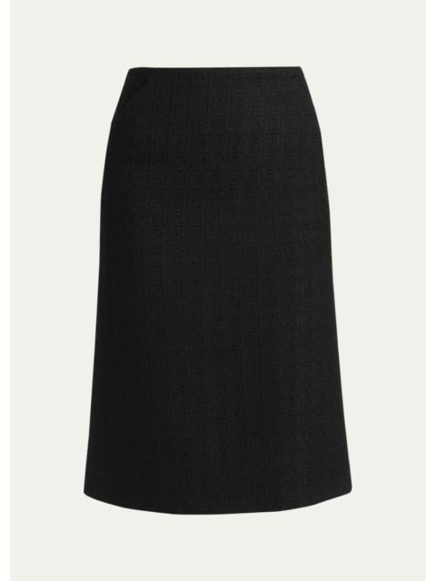 Alexander McQueen Sweetheart-Waist Lightweight Tweed Midi Skirt