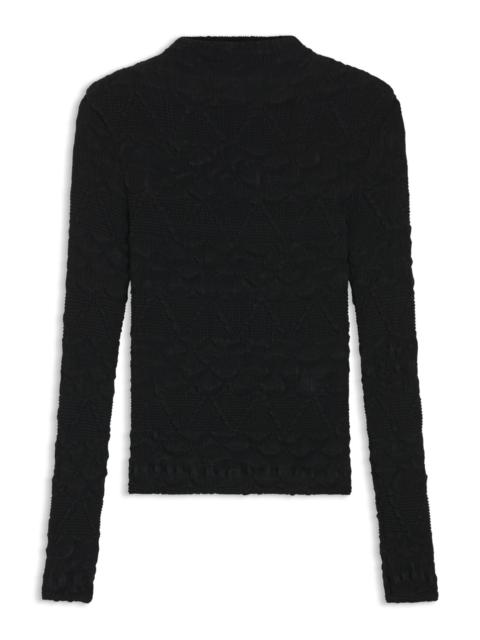 BOSS LONG-SLEEVED TOP WITH GEOMETRIC PLISSÉ