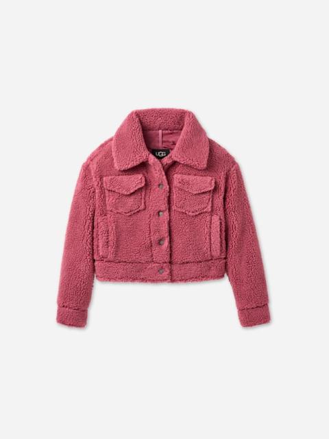 UGG ® Women's Frankie Short Trucker Jacket Fleece in Strawberry