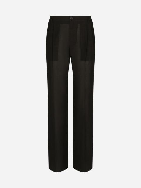 Tailored straight-leg pants in technical cotton