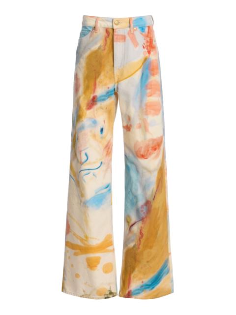 ULLA JOHNSON Willow Printed Denim Wide-Leg Jeans multi