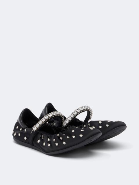 JIMMY CHOO Jade embellished satin ballet flats
