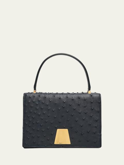 AKRIS Alice Small Ostrich Leather Top-Handle Bag