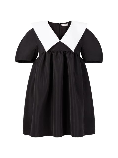 contrasting-collar taffeta babydoll dress