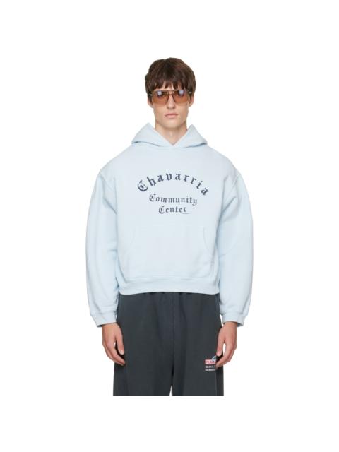 WILLY CHAVARRIA Blue 'Chavarria Community Center' Shrunken PO Hoodie