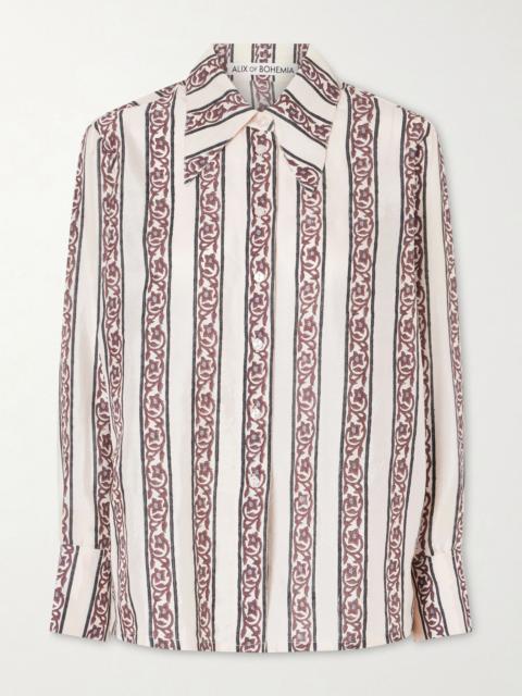 ALIX OF BOHEMIA Dana printed silk-satin shirt Burgundy