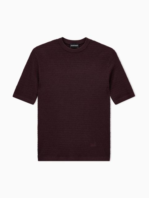 EMPORIO ARMANI VIRGIN WOOL SWEATER WITH TEXTURED KNIT