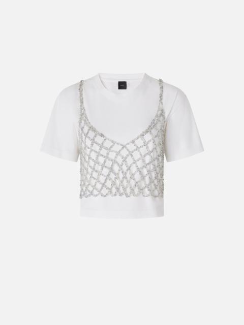 PINKO T-SHIRT WITH MATCHING MINI-SEQUIN TOP
