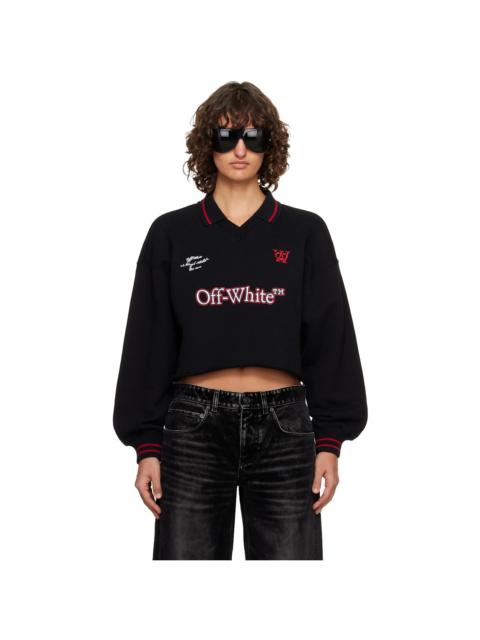 Off-White Black Sporty Crop Polo Logo Sweatshirt