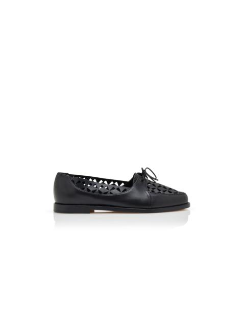 Black Calf Leather Cut Out Loafers