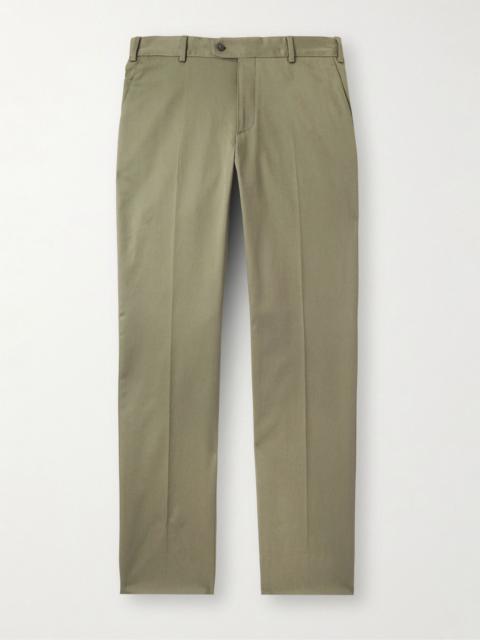 Brioni Pienza Tapered Cotton-Blend Twill Trousers Green