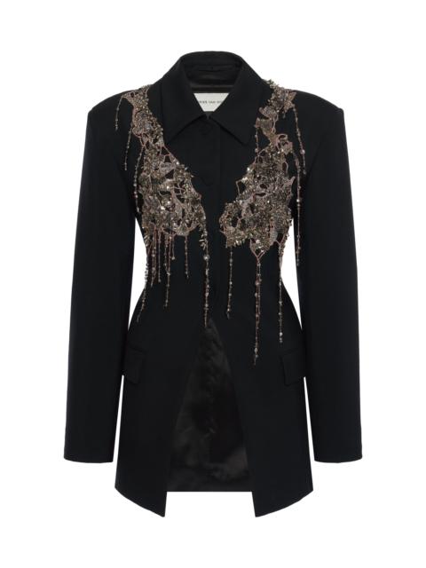 Dries Van Noten Benny Emboriedered Wool-Mohair Jacket black