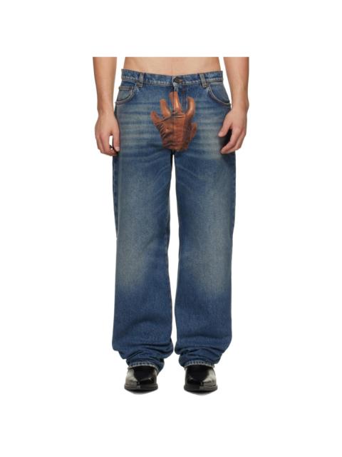 Jean Paul Gaultier Blue 'The Glove' Denim Jeans