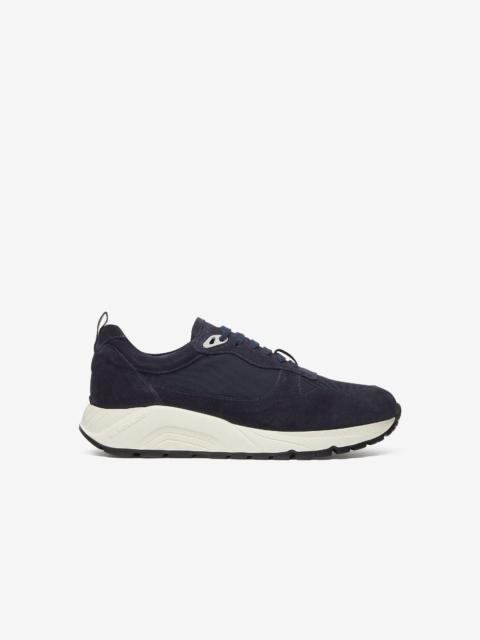 CORNELIANI Blue nylon and suede running shoes