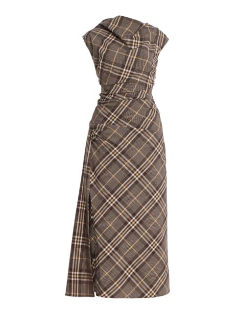 SIMKHAI Burke Draped Midi Dress brown