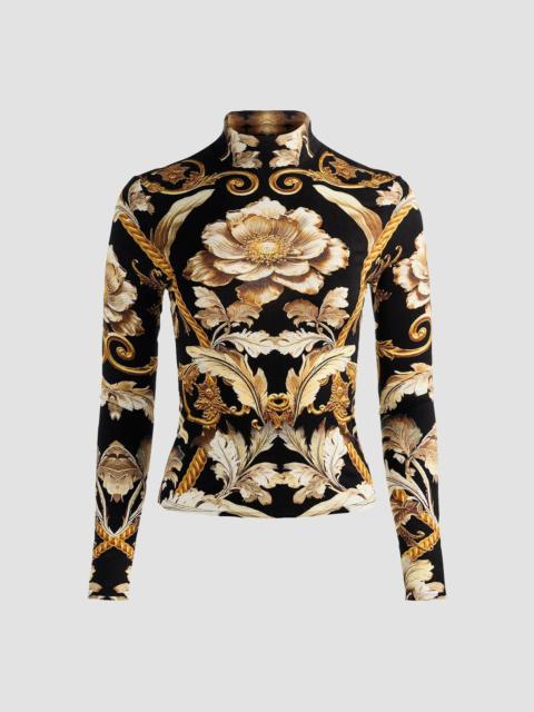 Alice + Olivia Women's Delaina Printed Turtleneck Top - Noir Elegance Offwhite