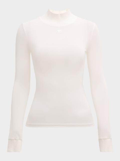courrèges Re-Edition Mock-Neck Long-Sleeve Fitted Top