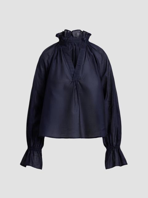 Polo Ralph Lauren Women's Cotton-Silk Organdy Ruffle Blouse - Hunter Navy