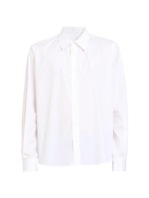 AMI Paris Men's Classic Button-Front Shirt - Wool Gabardine White