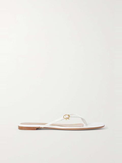 Glossed-leather sandals